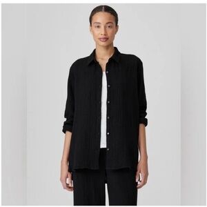 Eileen Fisher Lofty Gauze Classic Collar organic cotton shirt